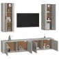 Set di Mobili Porta TV 4 pz Grigio Cemento in Legno Multistrato Set di Mobili Porta TV 4 pz Grigio Cemento in Legno Multistrato