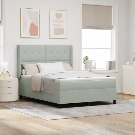 Letto a doghe vidaXL con materasso Grigio chiaro 140x190 cm Velluto