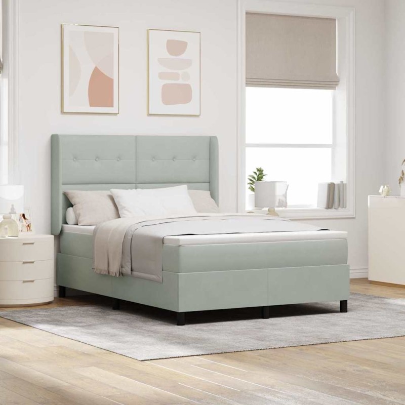 vidaXL Letto Box Spring con Materasso Grigio Chiaro 160x200 cm Velluto vidaXL Letto Box Spring con Materasso Grigio Chiaro 160x200 cm Velluto