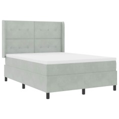vidaXL Letto Box Spring con Materasso Grigio Chiaro 160x200 cm Velluto