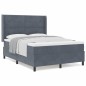 vidaXL Letto Box Spring con Materasso Grigio Scuro 160x200 cm Velluto vidaXL Letto Box Spring con Materasso Grigio Scuro 160x200 cm Velluto