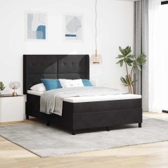 Letto con Box Spring e Materasso vidaXL Nero 160x200 cm Velluto