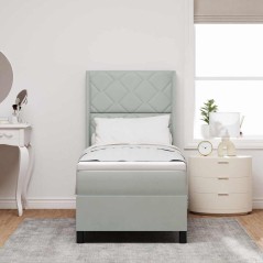vidaXL Letto con box spring e materasso grigio chiaro 80x200 cm in velluto