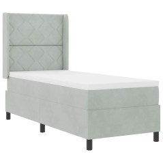 vidaXL Letto con box spring e materasso grigio chiaro 80x200 cm in velluto