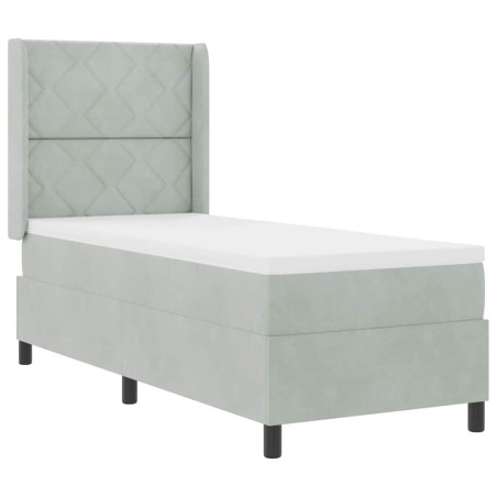 vidaXL Letto con box spring e materasso grigio chiaro 80x200 cm in velluto
