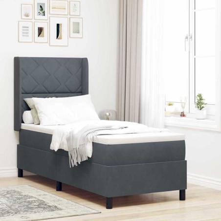 vidaXL Letto con Box Spring e Materasso Grigio Scuro 80x200 cm in Velluto