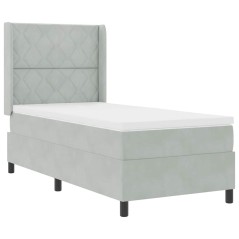 vidaXL Letto a contenitore con materasso Grigio chiaro 90x190 cm Velluto