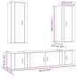 Set di Mobili Porta TV 5 pz Bianco in Legno Multistrato Set di Mobili Porta TV 5 pz Bianco in Legno Multistrato