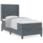 vidaXL Letto Box Spring con Materasso Grigio Scuro 90x190 cm in Velluto vidaXL Letto Box Spring con Materasso Grigio Scuro 90x190 cm in Velluto