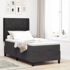 Letto Box Spring vidaXL con Materasso Nero 100x200 cm in Velluto