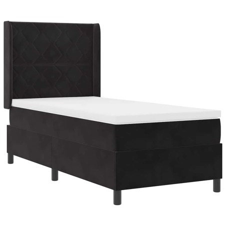 Letto Box Spring vidaXL con Materasso Nero 100x200 cm in Velluto