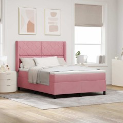 vidaXL Letto a Molla con Materasso Rosa 140x190 cm Velluto