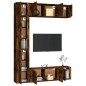 Set di Mobili Porta TV 7 pz Rovere Fumo in Legno Multistrato Set di Mobili Porta TV 7 pz Rovere Fumo in Legno Multistrato