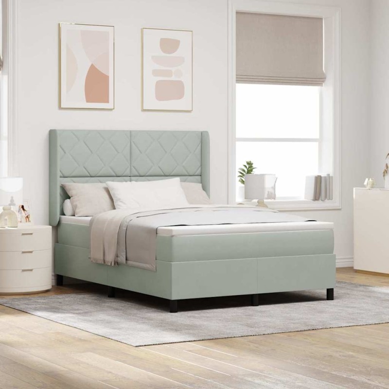 vidaXL Letto Box Spring con Materasso Grigio Chiaro 160x200 cm Velluto vidaXL Letto Box Spring con Materasso Grigio Chiaro 160x200 cm Velluto