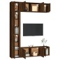 Set Mobili Porta TV 7 pz Rovere Marrone in Legno Multistrato Set Mobili Porta TV 7 pz Rovere Marrone in Legno Multistrato