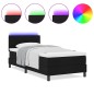 vidaXL Letto Box Spring con Materasso e LED Nero 90x190 cm Tessuto vidaXL Letto Box Spring con Materasso e LED Nero 90x190 cm Tessuto