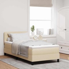 vidaXL Letto Contenitore con Materasso e LED Crema 90x200 cm Tessuto