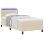 vidaXL letto box spring con materasso e LED crema 100x200 cm in tessuto