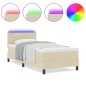 vidaXL letto box spring con materasso e LED crema 100x200 cm in tessuto