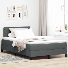 vidaXL Letto Box Spring con Materasso & LED Grigio Scuro 120x190 cm Tessuto