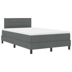 vidaXL Letto Box Spring con Materasso & LED Grigio Scuro 120x190 cm Tessuto