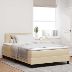 vidaXL Letto con Box Spring e Materasso & LED Crema 120x200 cm Tessuto