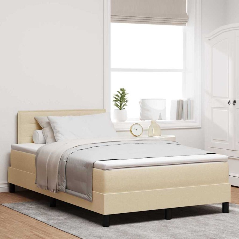 vidaXL Letto con Box Spring e Materasso & LED Crema 120x200 cm Tessuto