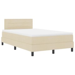 vidaXL Letto con Box Spring e Materasso & LED Crema 120x200 cm Tessuto