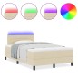 vidaXL Letto con Box Spring e Materasso & LED Crema 120x200 cm Tessuto