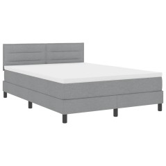vidaXL Letto Box Spring con Materasso e Luce LED Grigio Chiaro 160x200 cm Tessuto