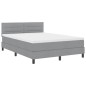 vidaXL Letto Box Spring con Materasso e Luce LED Grigio Chiaro 160x200 cm Tessuto