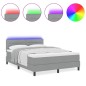 vidaXL Letto Box Spring con Materasso e Luce LED Grigio Chiaro 160x200 cm Tessuto