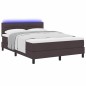 vidaXL Letto con contenitore e materasso & LED Marrone Scuro 160x200 cm Tessuto