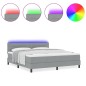 vidaXL Letto a baldacchino con materasso & LED Grigio chiaro 180x200 cm Tessuto vidaXL Letto a baldacchino con materasso & LED Grigio chiaro 180x200 cm Tessuto