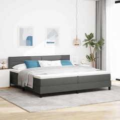 vidaXL Letto Box Spring con Materasso e LED Grigio Scuro 200x200 cm Tessuto