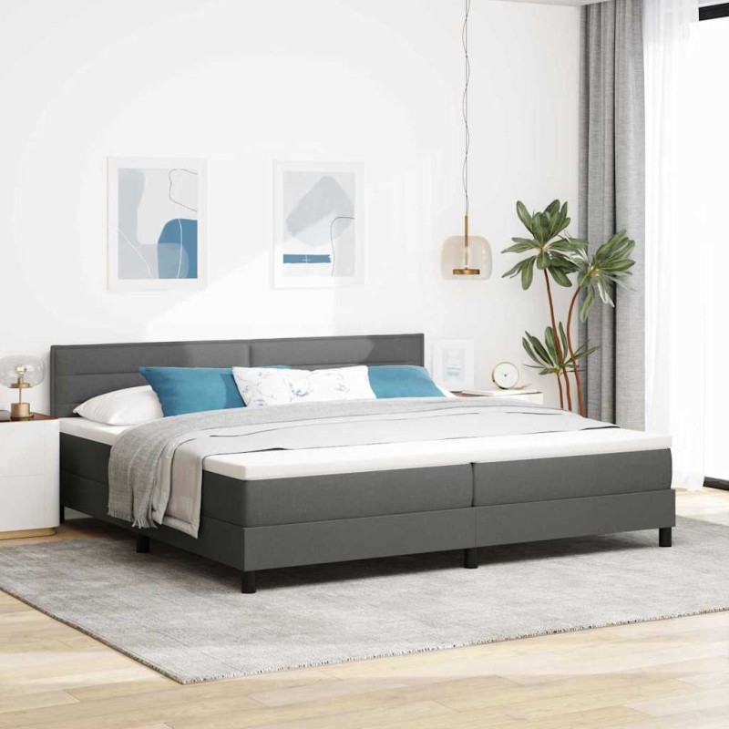 vidaXL Letto Box Spring con Materasso e LED Grigio Scuro 200x200 cm Tessuto