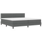 vidaXL Letto Box Spring con Materasso e LED Grigio Scuro 200x200 cm Tessuto
