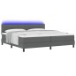 vidaXL Letto Box Spring con Materasso e LED Grigio Scuro 200x200 cm Tessuto