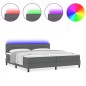 vidaXL Letto Box Spring con Materasso e LED Grigio Scuro 200x200 cm Tessuto