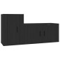 Set Mobili Porta TV 2 pz Nero in Legno Multistrato Set Mobili Porta TV 2 pz Nero in Legno Multistrato