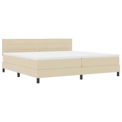 vidaXL Letto Box Spring con Materasso & LED Crema 200x200 cm Tessuto