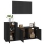 Set Mobili Porta TV 2 pz Nero in Legno Multistrato Set Mobili Porta TV 2 pz Nero in Legno Multistrato