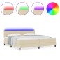 vidaXL Letto Box Spring con Materasso & LED Crema 200x200 cm Tessuto vidaXL Letto Box Spring con Materasso & LED Crema 200x200 cm Tessuto