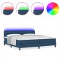 vidaXL Letto Box Spring con Materasso e LED Blu 200x200 cm Tessuto