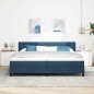 vidaXL Letto Box Spring con Materasso e LED Blu 200x200 cm Tessuto