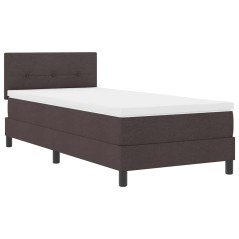 vidaXL Letto a Molle con Materasso & LED Marrone Scuro 80x200 cm Tessuto