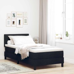 vidaXL Letto a Mola con Materasso e LED Nero 90x190 cm Tessuto