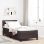 vidaXL Letto Box Spring con Materasso e LED Marrone Scuro 90x200 cm Tessuto