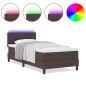 vidaXL Letto Box Spring con Materasso e LED Marrone Scuro 90x200 cm Tessuto