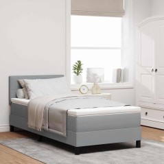 vidaXL Letto a Rete con Materasso e Luce LED Grigio Chiaro 100x200 cm Tessuto